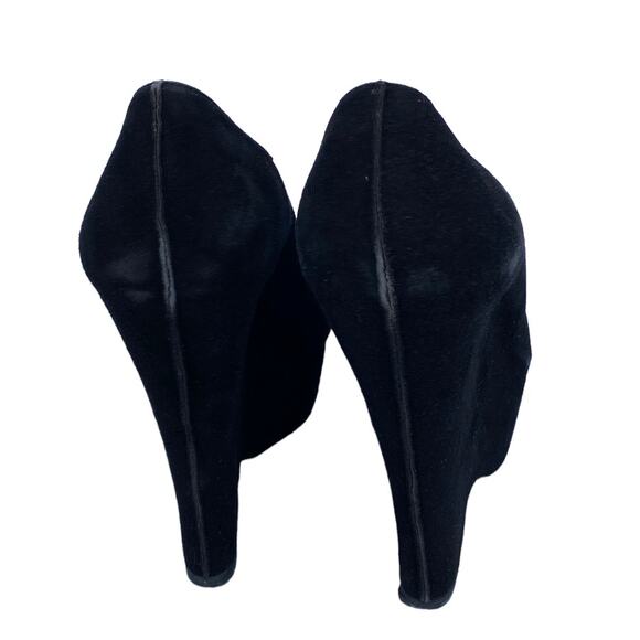 Gianmarco Lorenzi Black Suede Leather Almond Toe Wedge Platform Pumps 37 US7 - Picture 6 of 16